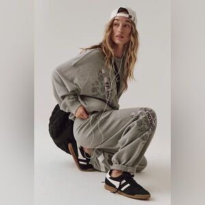 NWT FP Movement All Star Logo Pants ~Heather Grey/White Combo~